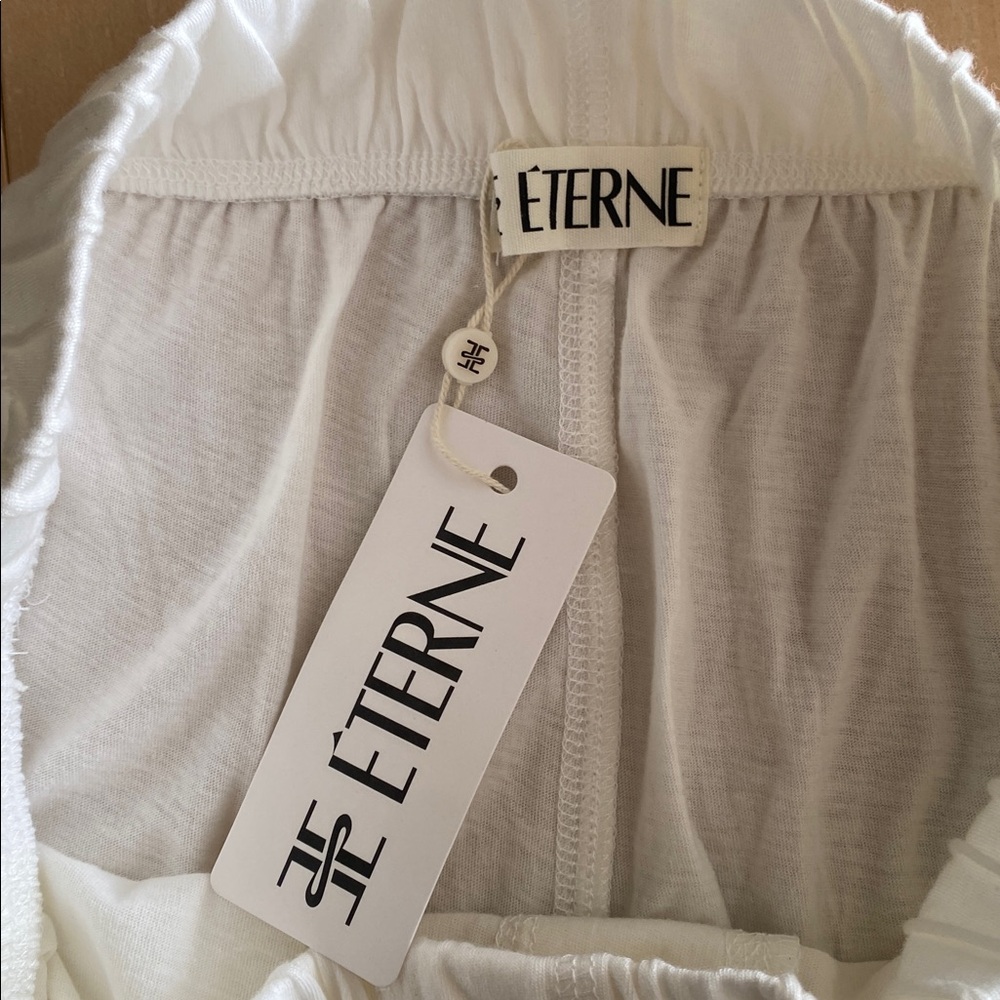 Eterne Egyptian Cotton Lounge Pant Size S Cream Straight Leg Soft Stretchy Chic - Picture 8 of 12